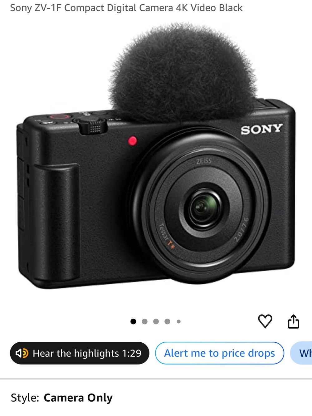 ZV-1F 4K Sony Compact Digital Camera in Black with Wind Muff Microphone & more!